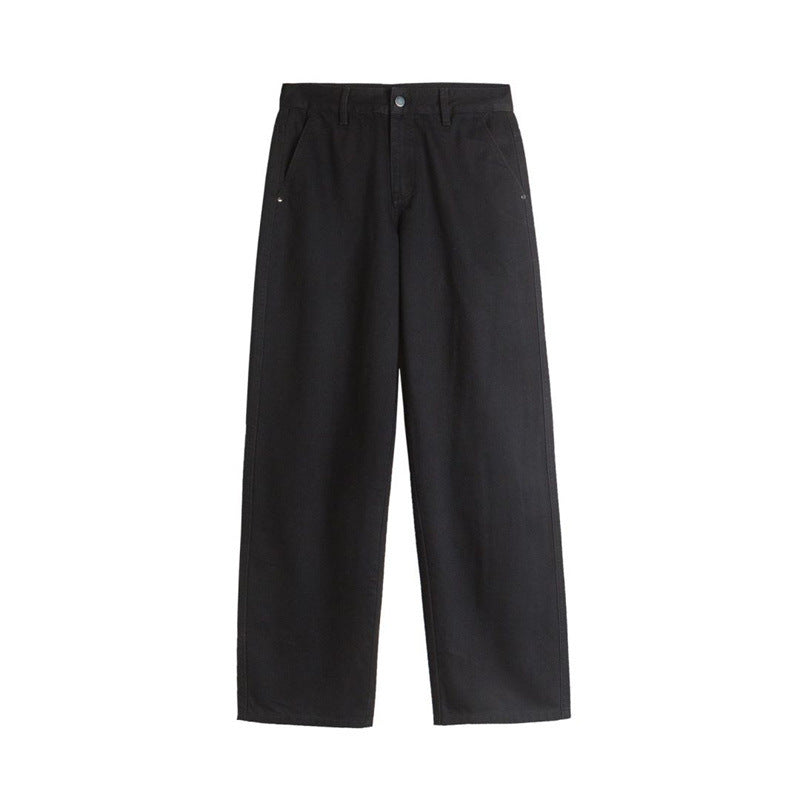 Distressed Baggy Straight Trousers Retro Washed Men