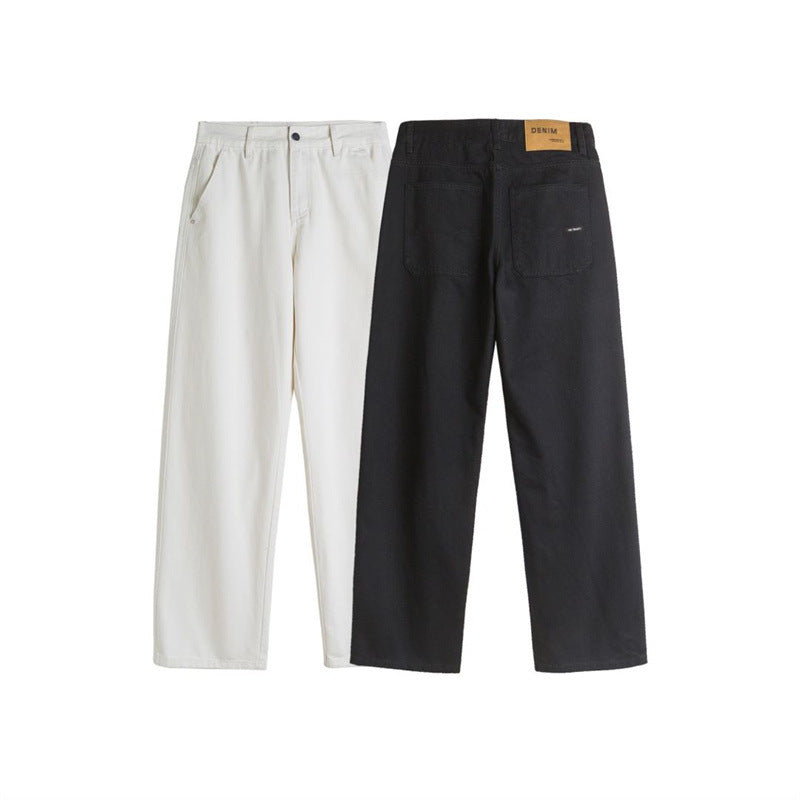 Distressed Baggy Straight Trousers Retro Washed Men