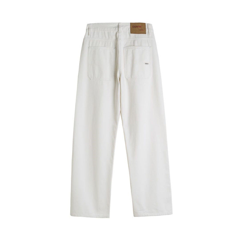 Distressed Baggy Straight Trousers Retro Washed Men