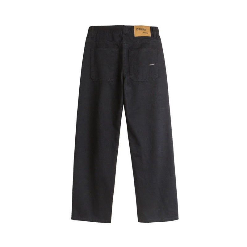 Distressed Baggy Straight Trousers Retro Washed Men